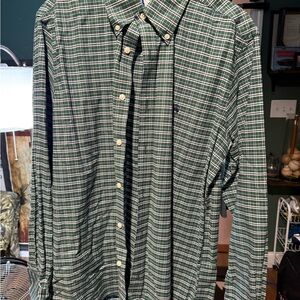 Brooks Brothers Green and White Plaid Button Down Shirt